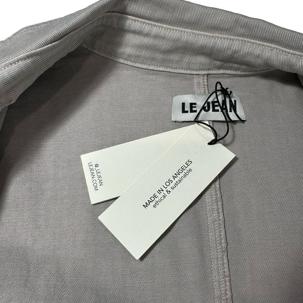 NWT Le‎ Jean Eliza Denim Taupe Mini Shirt Dress, XS - Picture 9 of 13